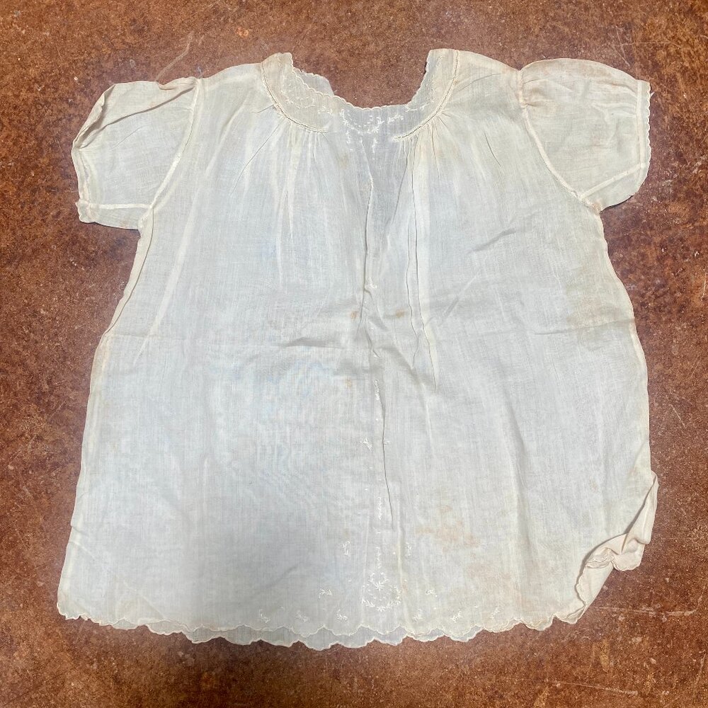 Antique Handmade Linen Children's Dress early 1920's-1940's Imported Collectible